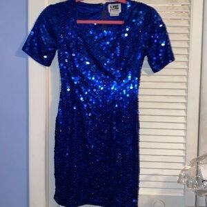 Vintage Niteline blue sequin party/prom dress